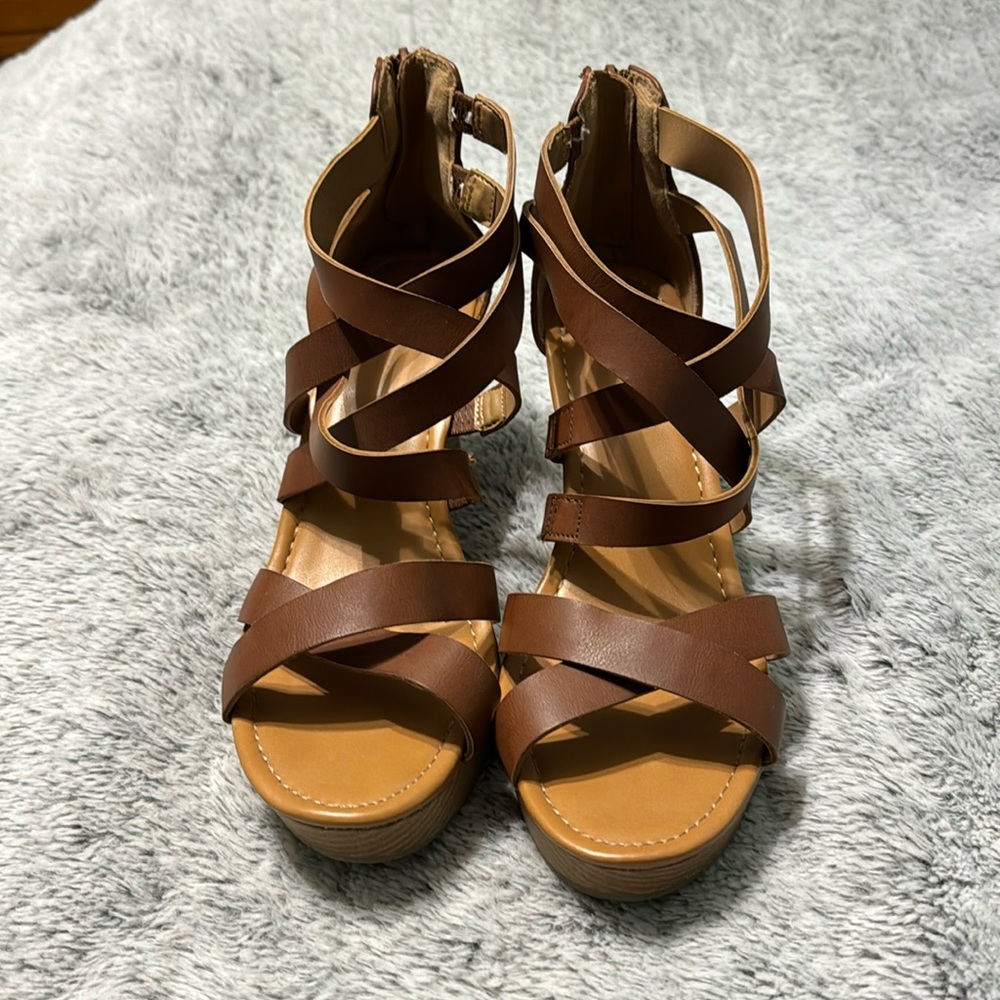 Women’s size 11m a.n.a tan wedge heels